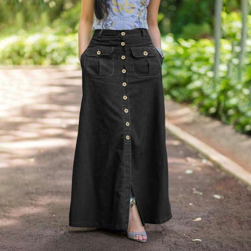 ¿Qué blusas quedan bien con faldas vaqueras largas?