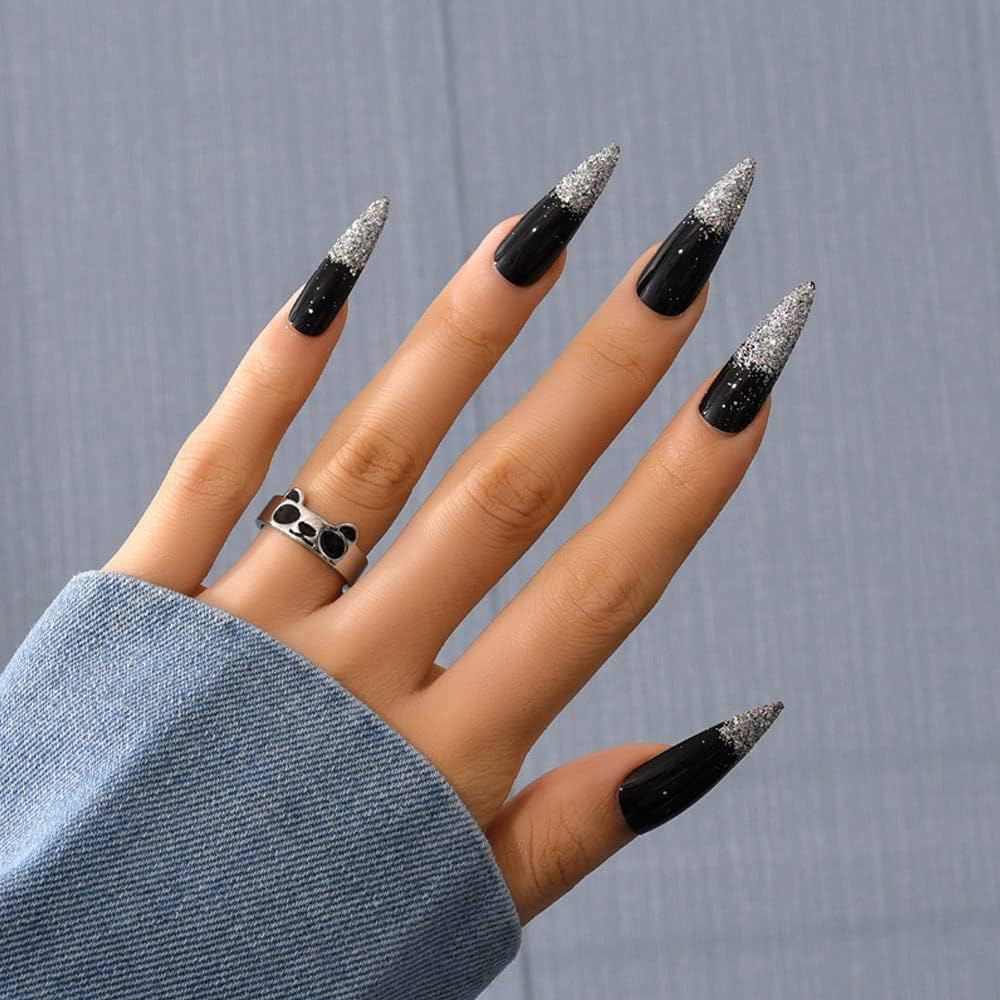 black stiletto nails