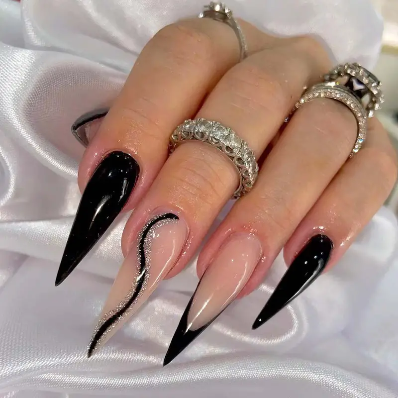 black stiletto nails