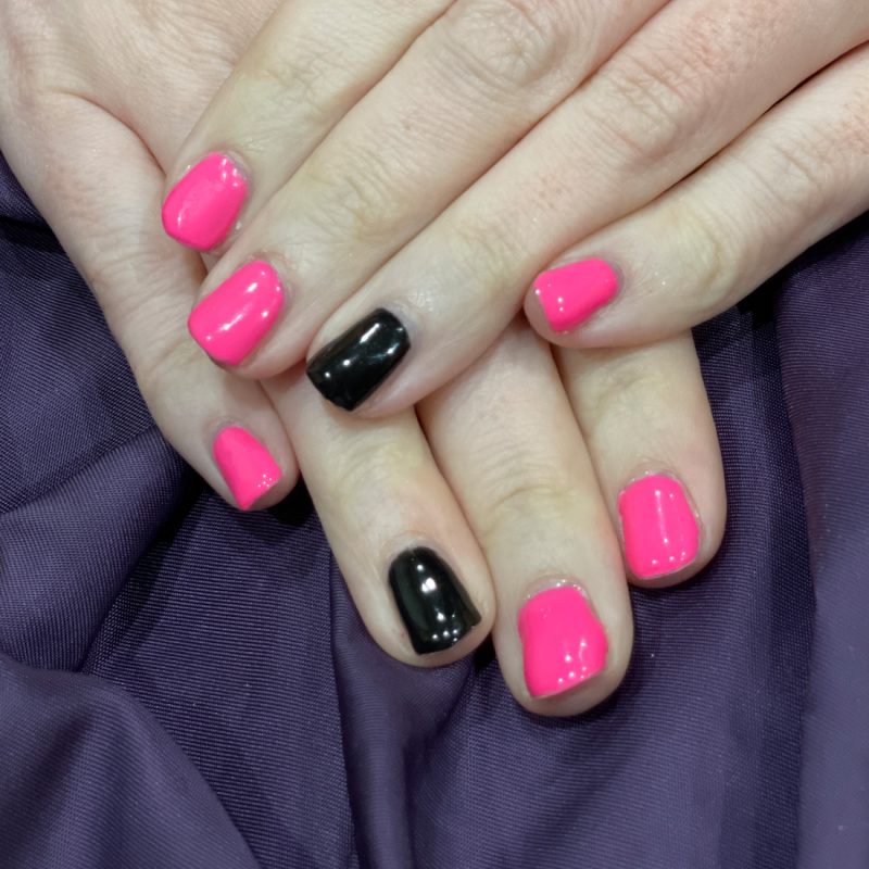 black and pink nails