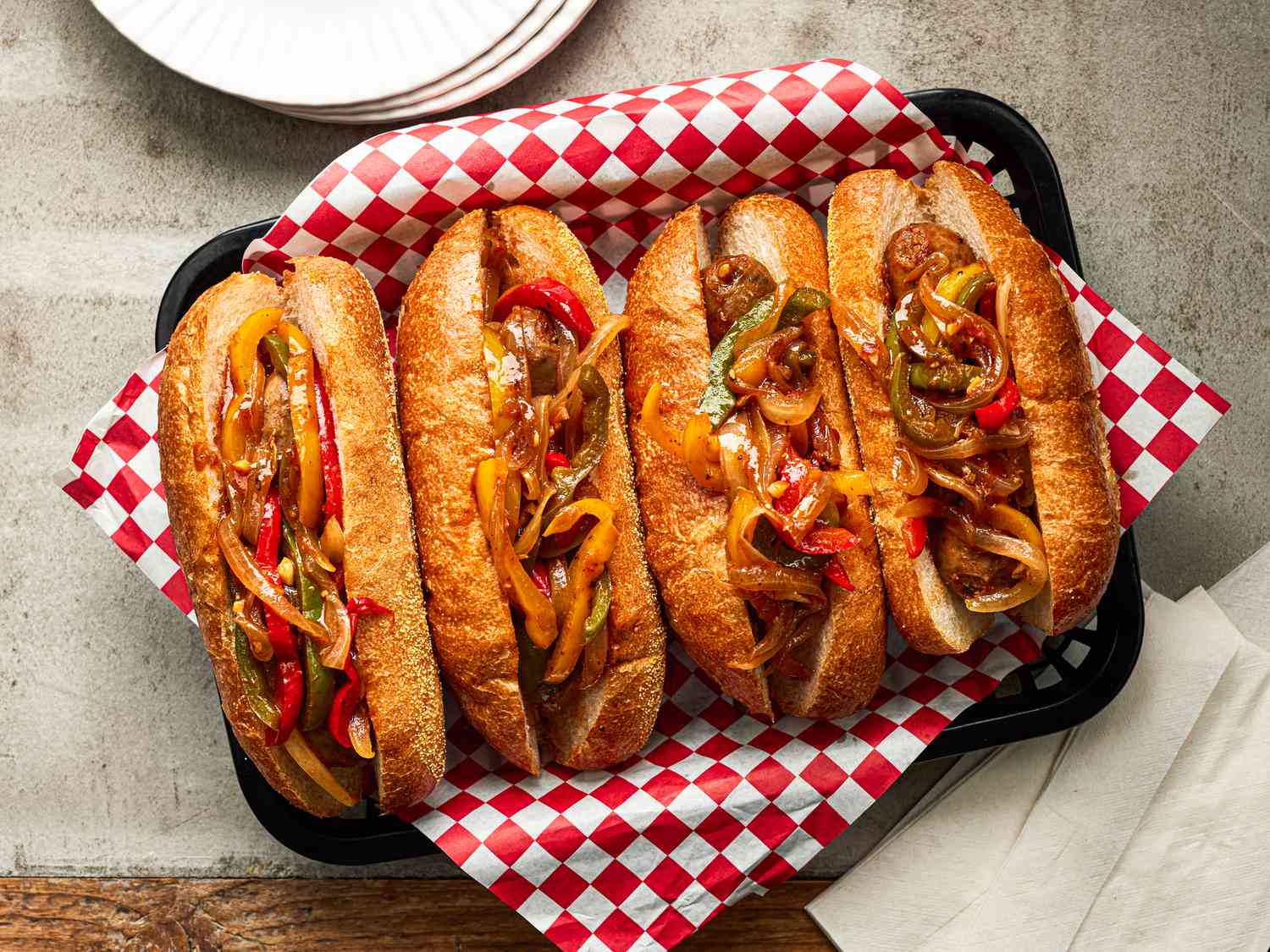 sausage and peppers sandwich