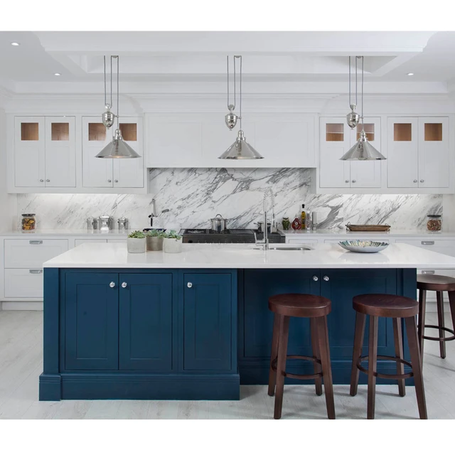 White Kitchen with Blue Island: A Stunning Combination