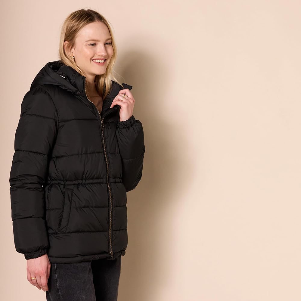 Heavyweight Puffer Jacket with Drawstring Waist