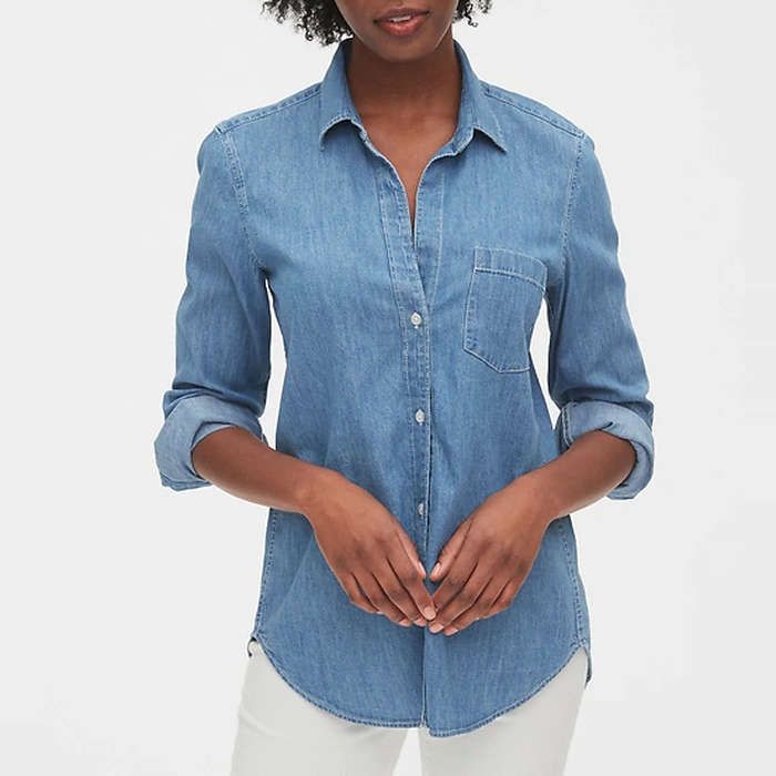 blue denim shirt