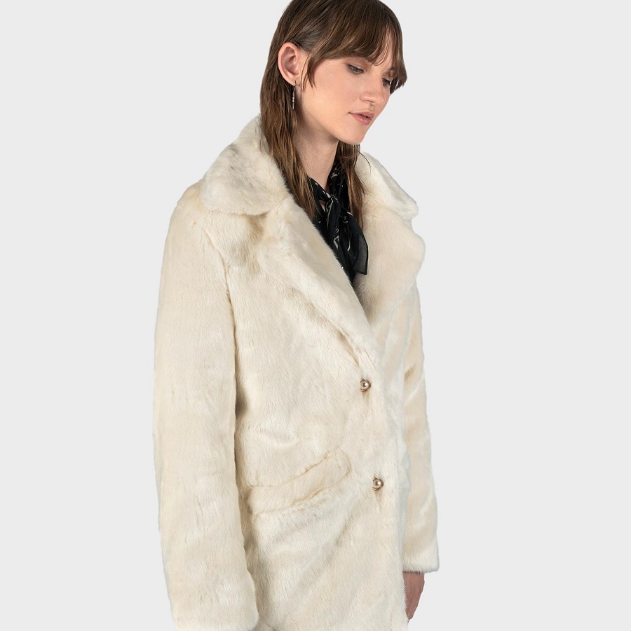 Cream Fur Coat – Women’s Outerwear In Pastel Colors
