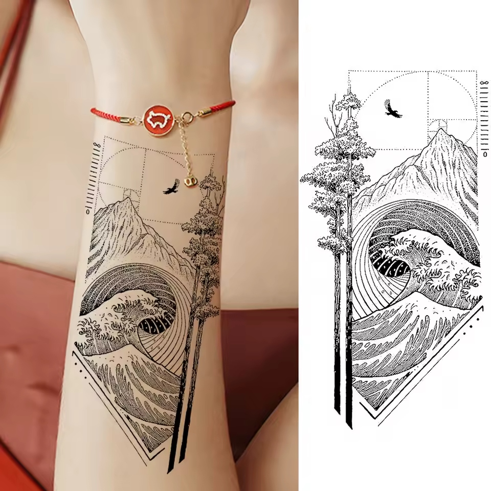 A mountain tattoo often represents strength and stability. It reflects the wearer's resilience and unwavering spirit.