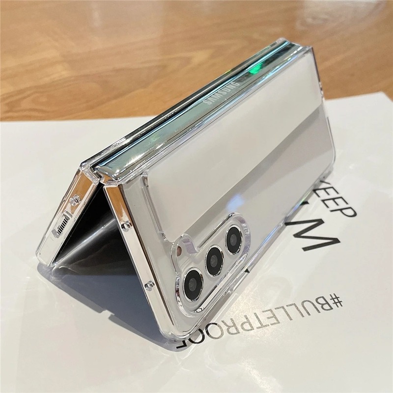 Transparent foldable phone protective case
