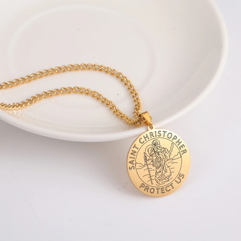 Gold Saint Christopher protection necklace