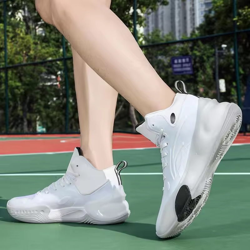 Basketball shoes offer support for quick pivots and jumps.
