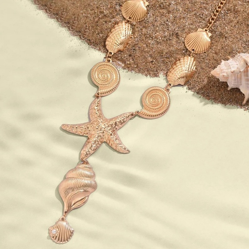 Rose gold ocean style pendant necklace