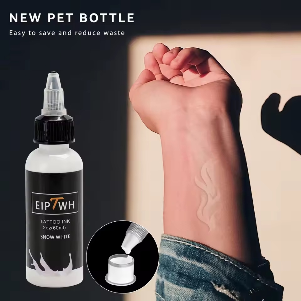 A white ink tattoo uses a special ink that appears nearly invisible on fair skin.