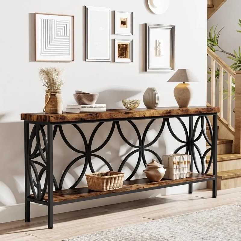 sofa table behind couch