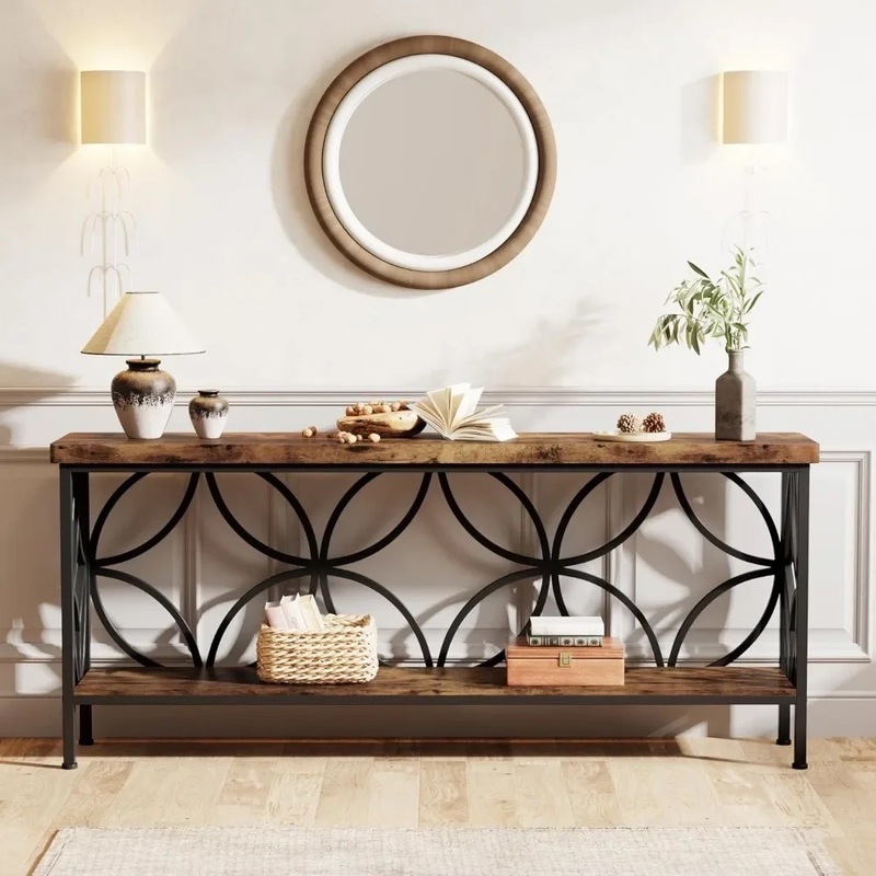 sofa table behind couch