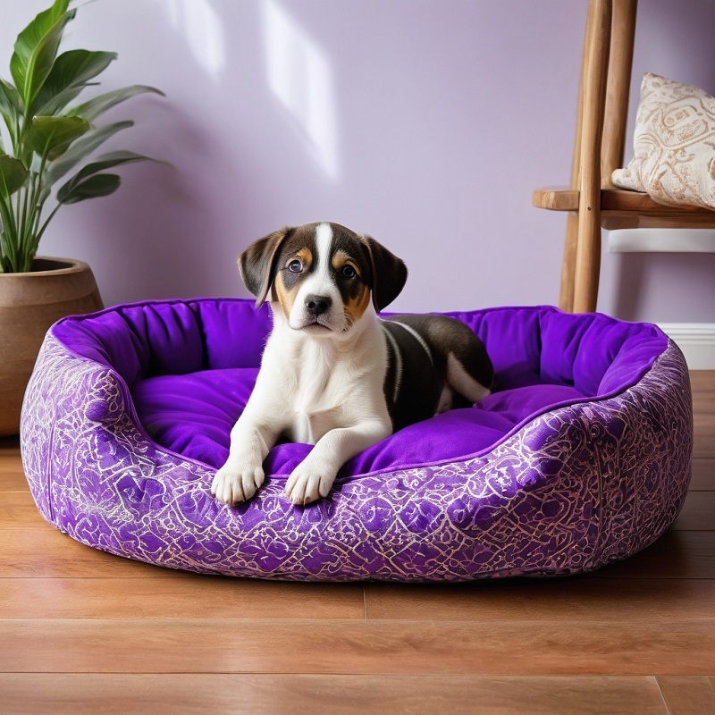 A purple dog bed can be both functional and stylish.