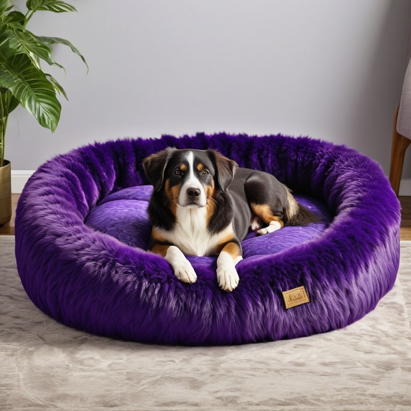 A purple dog bed can be both functional and stylish.