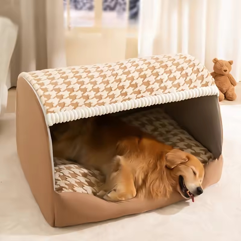 A dog bed with a cover creates a cozy and secure space for your pet.
