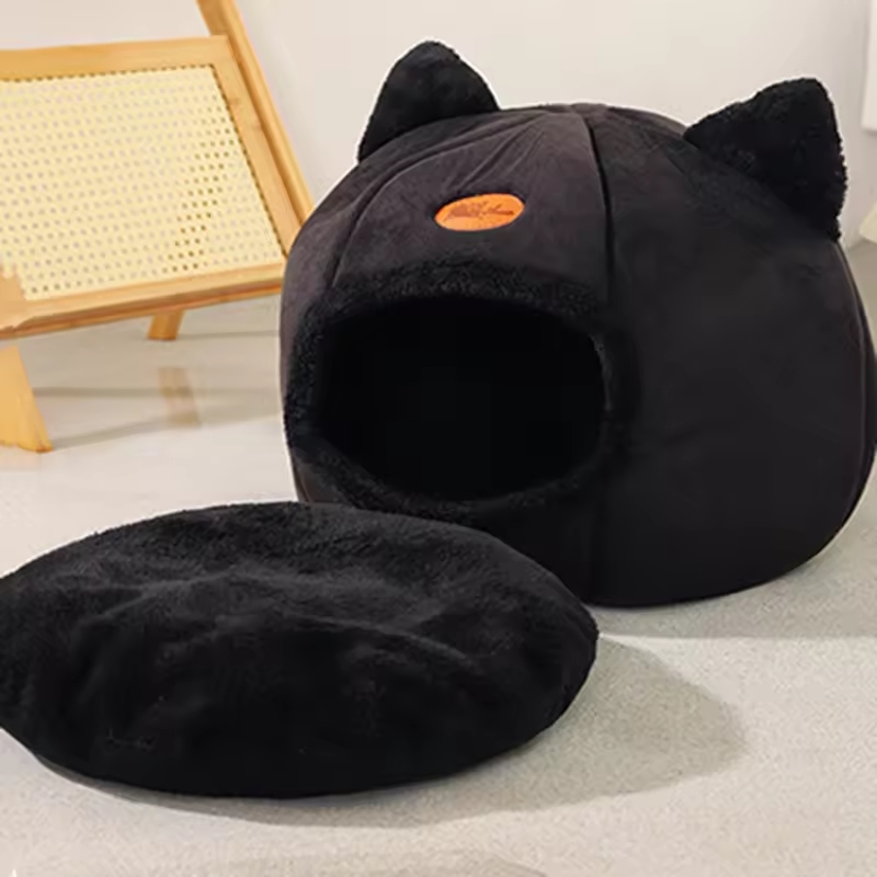 A dog bed with a cover creates a cozy and secure space for your pet.
