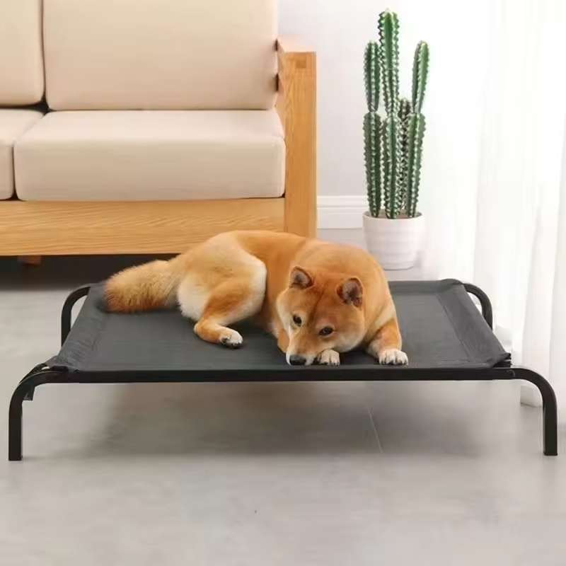 An elevated dog bed is a type of pet bed raised above the ground.