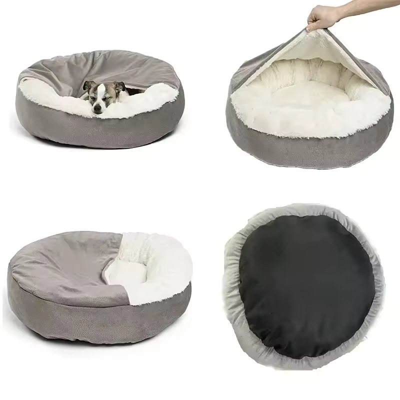 A dog bed with a cover creates a cozy and secure space for your pet.