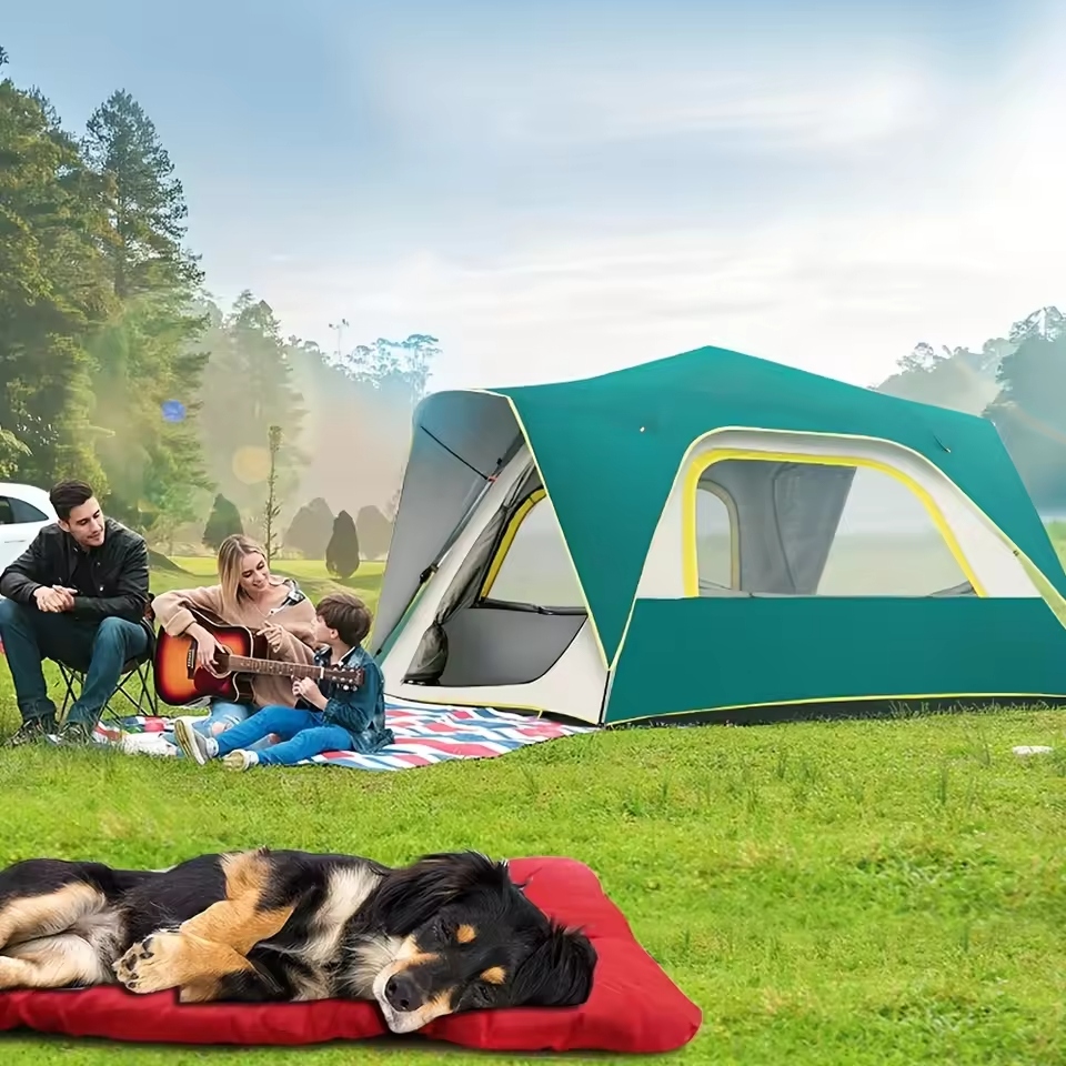 An outdoor dog bed offers dedicated space for dogs to relax outside.