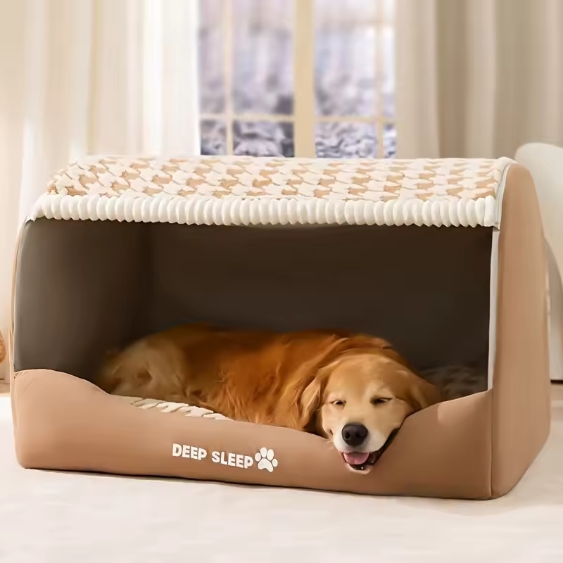 A dog bed with a cover creates a cozy and secure space for your pet.